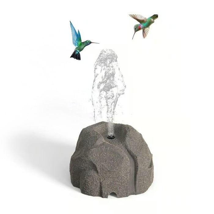 🐦⛲Realistic Granite Rock Bird Bath Fountain - No-Cords Stone Decor