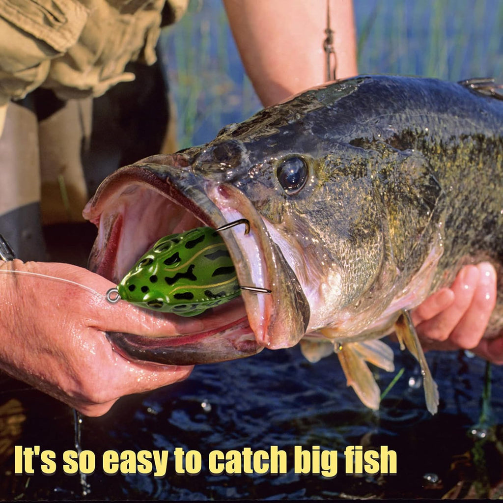 🐸Frog Lure Bass Trout Realistic Prop with Weedless Hooks for Freshwater Saltwater