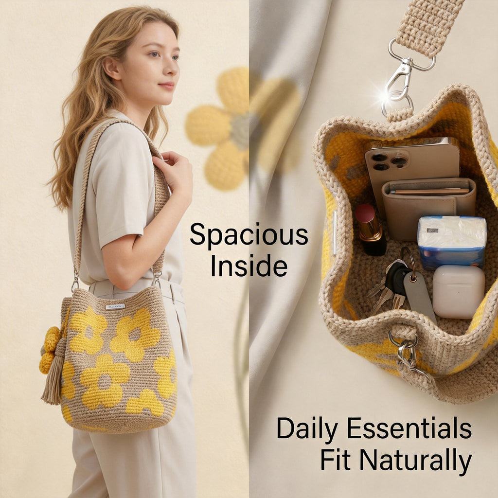 🌓Last Day 49% OFF- Handmade Crochet Flower Tote 🌼✨