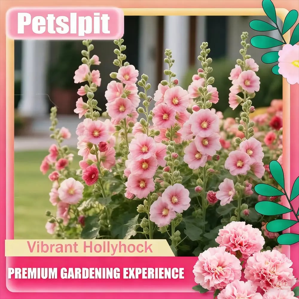 🏆 50K+ SOLD!🌺Double Hollyhock Seeds – Fall & Winter Planting, Perennial Blooms & Stunning Garden Elegance