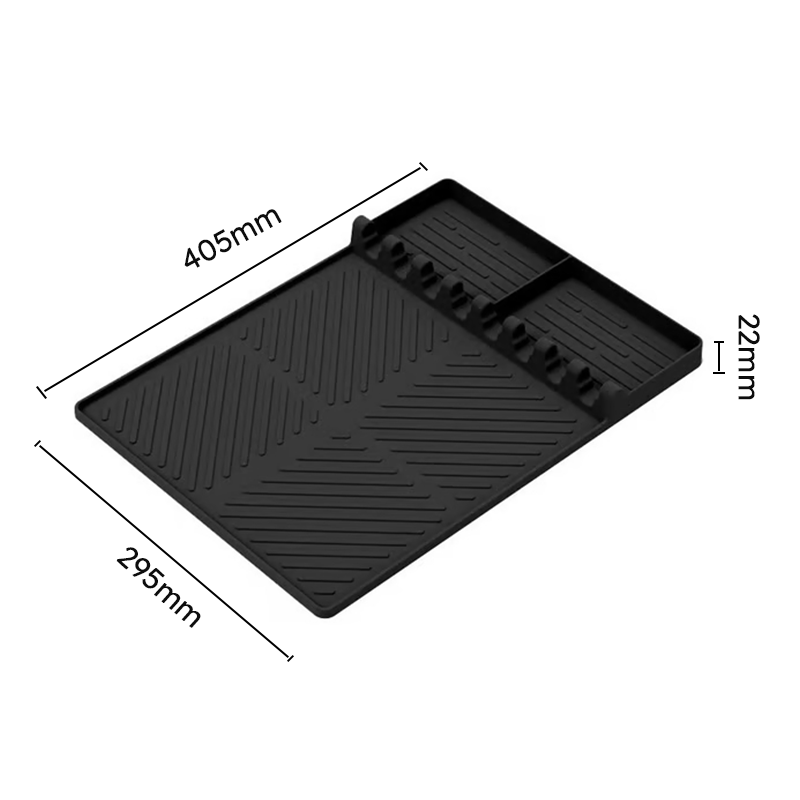 Silicone Grill Side Shelf Mat,Non-Slip Heat-Resistant BBQ Tool Holder for Spatulas, Tongs & Sauces, Oil-Proof Griddle Accessories