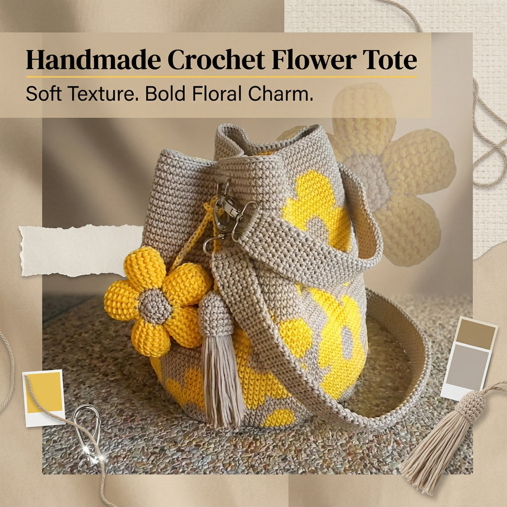 🌓Last Day 49% OFF- Handmade Crochet Flower Tote 🌼✨