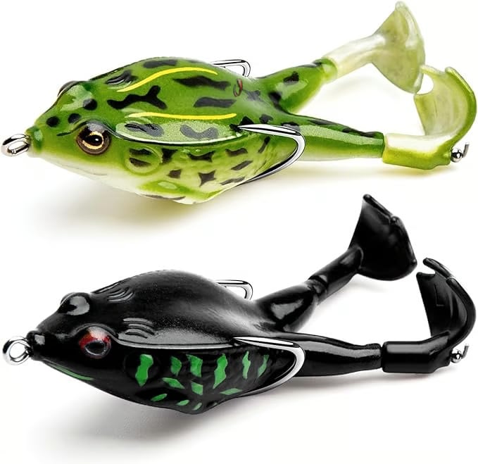 🐸Frog Lure Bass Trout Realistic Prop with Weedless Hooks for Freshwater Saltwater