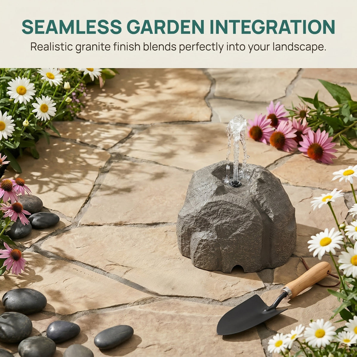 🐦⛲Realistic Granite Rock Bird Bath Fountain - No-Cords Stone Decor