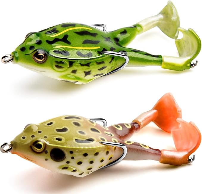 🐸Frog Lure Bass Trout Realistic Prop with Weedless Hooks for Freshwater Saltwater