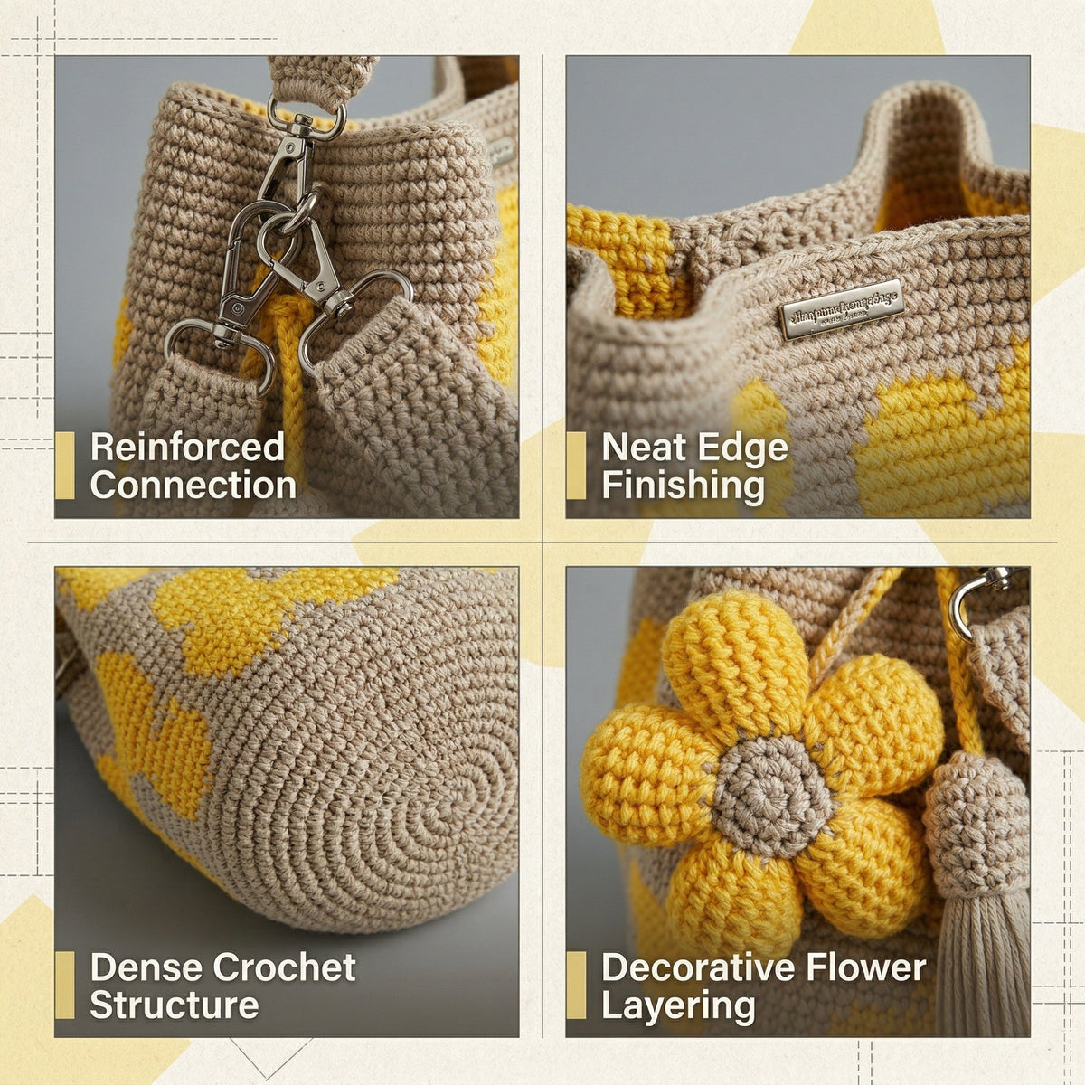 🌓Last Day 49% OFF- Handmade Crochet Flower Tote 🌼✨