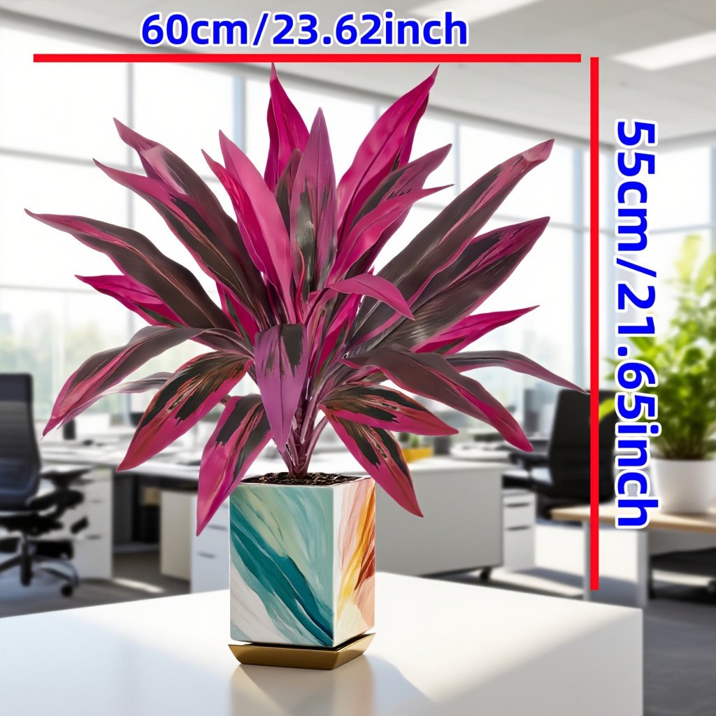 2Pcs Large Artificial Boston Fern & Dragon's Blood Tree Plants | Vibrant Pink Purple Faux Plants for Garden Patio Balcony Decor 🌼