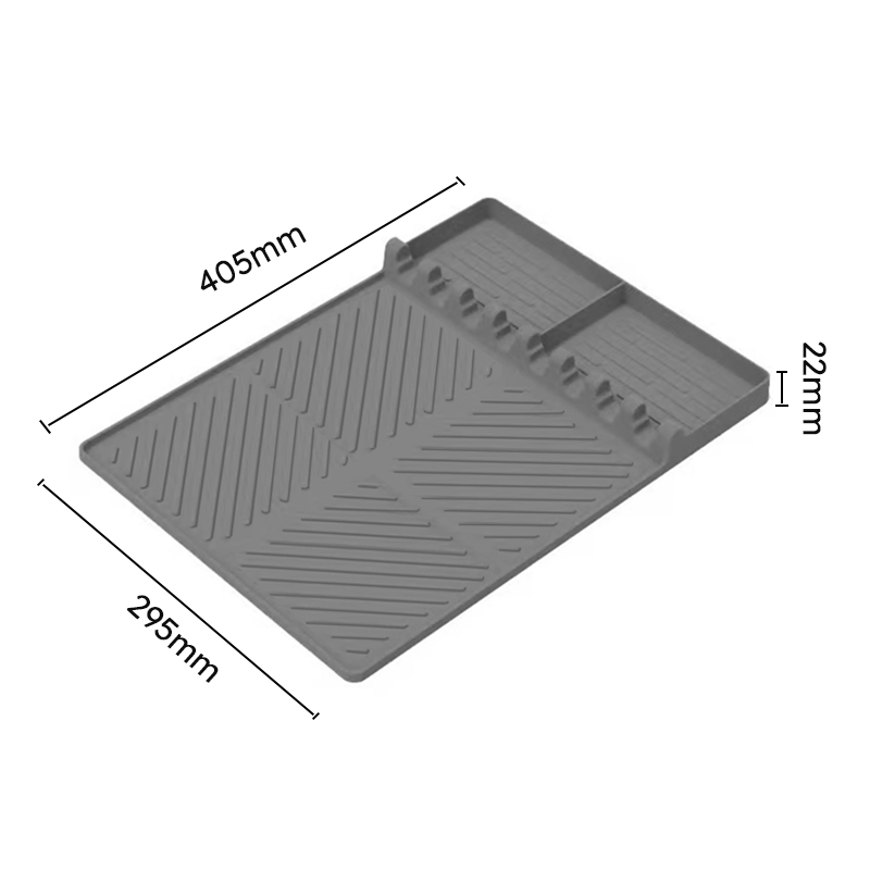 Silicone Grill Side Shelf Mat,Non-Slip Heat-Resistant BBQ Tool Holder for Spatulas, Tongs & Sauces, Oil-Proof Griddle Accessories