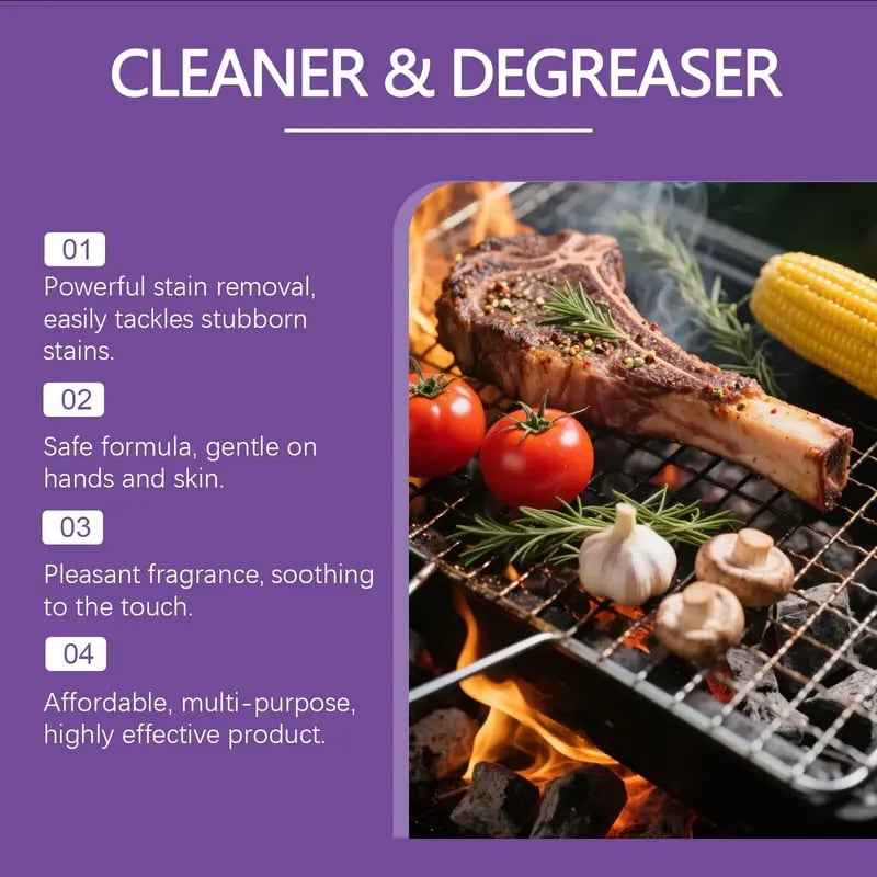 🔥Hot Sale🔥BBQ Non-toxic, Heavy Duty, No Residue Grill Cleaner Degreaser Spray