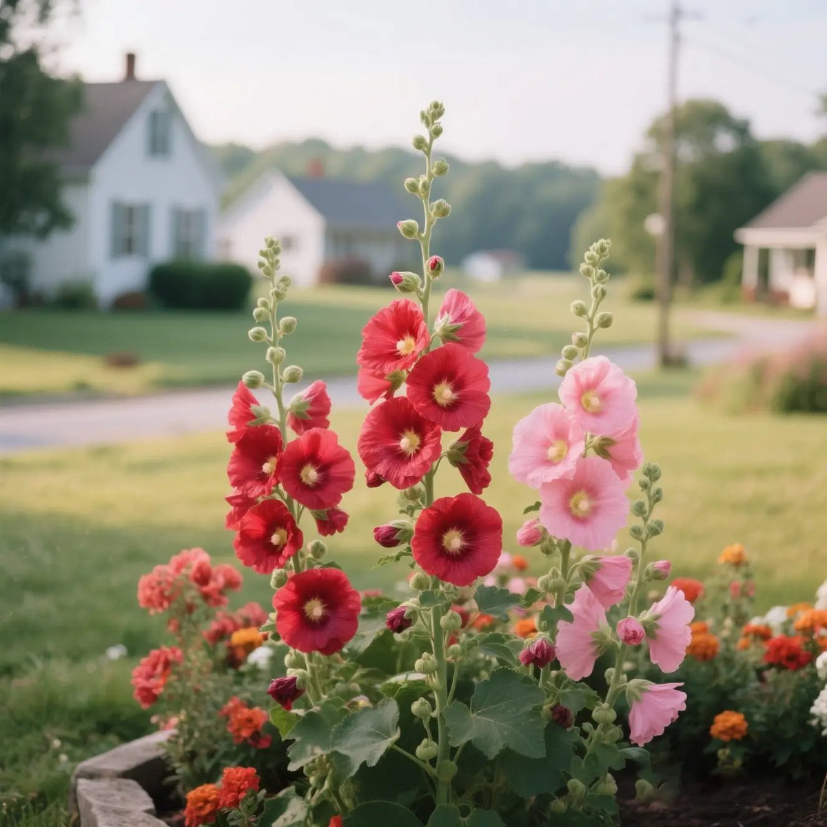 🏆 50K+ SOLD!🌺Double Hollyhock Seeds – Fall & Winter Planting, Perennial Blooms & Stunning Garden Elegance
