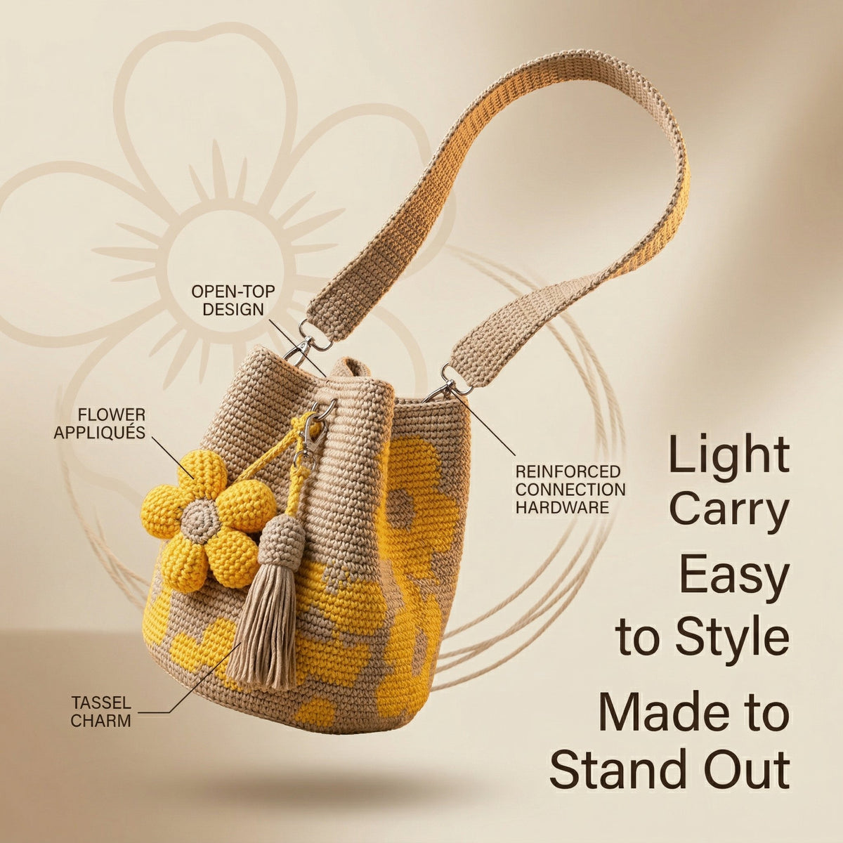🌓Last Day 49% OFF- Handmade Crochet Flower Tote 🌼✨