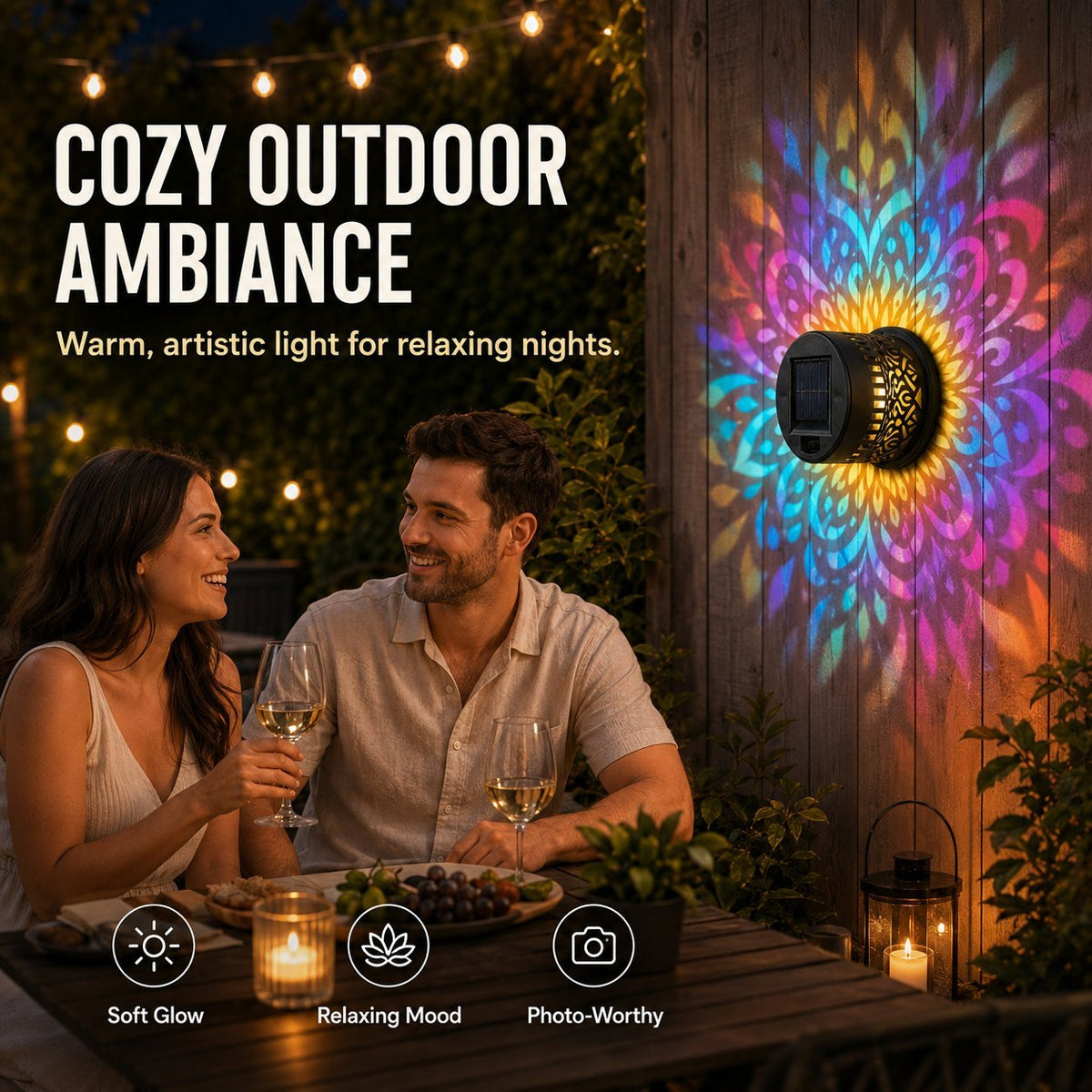 ✨️🌈Mandala Solar WallLamp - Magical PatioNight Ambience