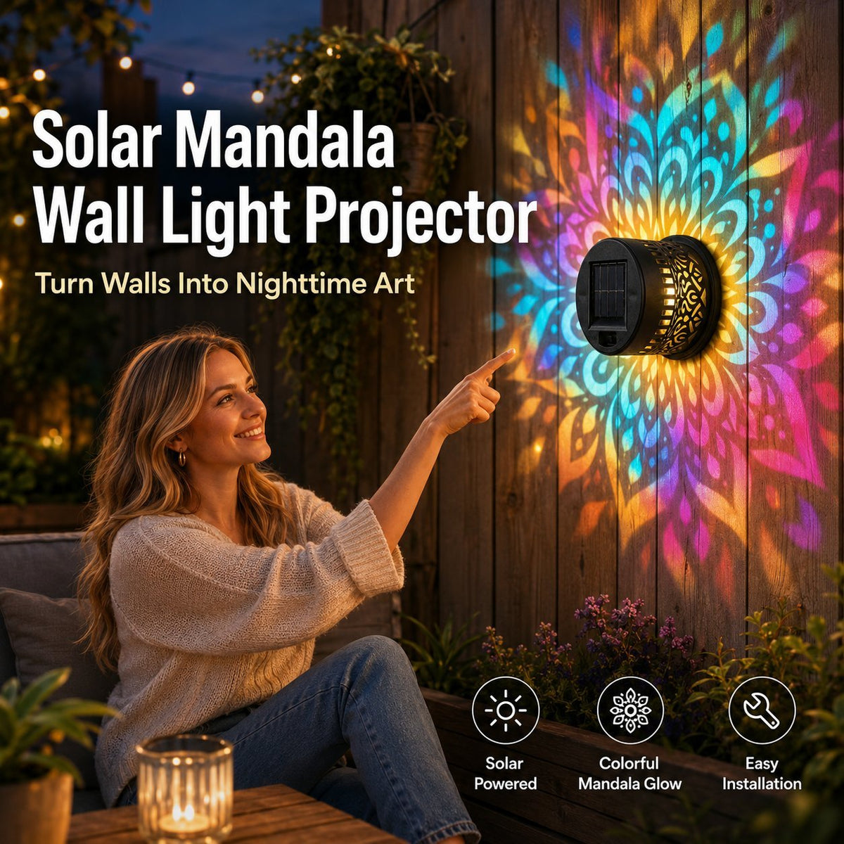 ✨️🌈Mandala Solar WallLamp - Magical PatioNight Ambience