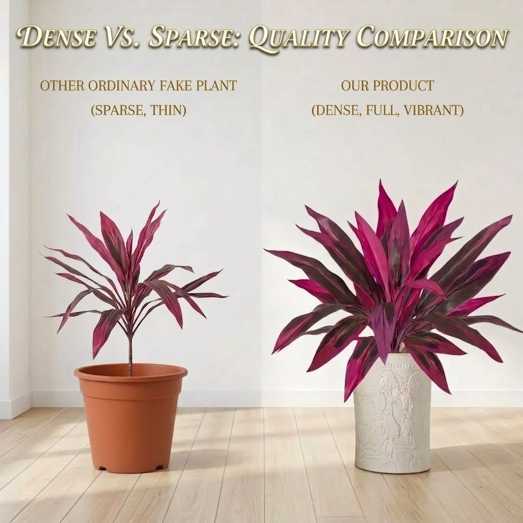 2Pcs Large Artificial Boston Fern & Dragon's Blood Tree Plants | Vibrant Pink Purple Faux Plants for Garden Patio Balcony Decor 🌼