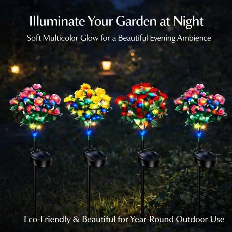 💐Transform Your Outdoors Into a Festive Winter Wonderland with Solar-Powered Flower Lights! 🎄☀️