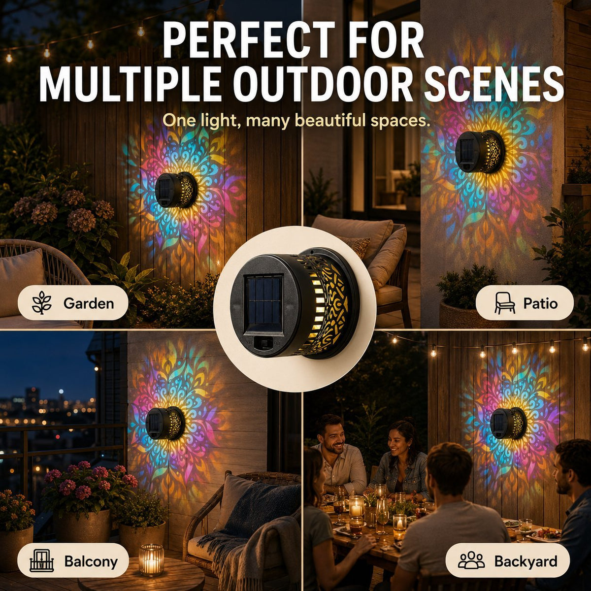 ✨️🌈Mandala Solar WallLamp - Magical PatioNight Ambience