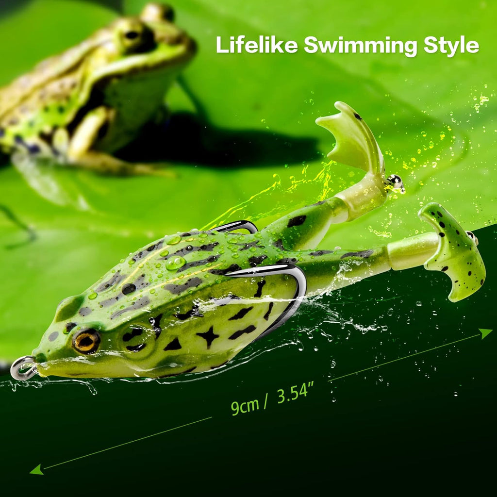 🐸Frog Lure Bass Trout Realistic Prop with Weedless Hooks for Freshwater Saltwater