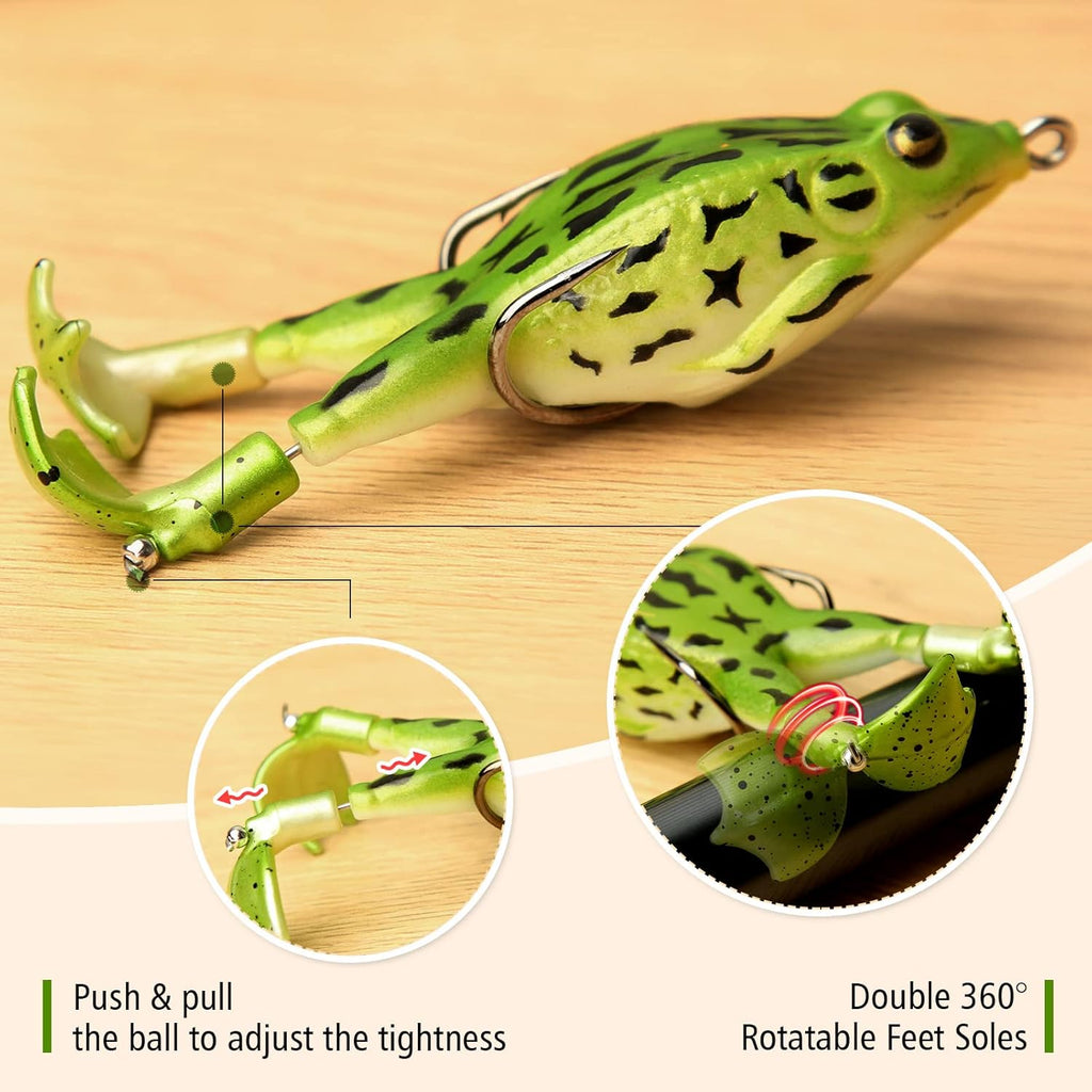 🐸Frog Lure Bass Trout Realistic Prop with Weedless Hooks for Freshwater Saltwater