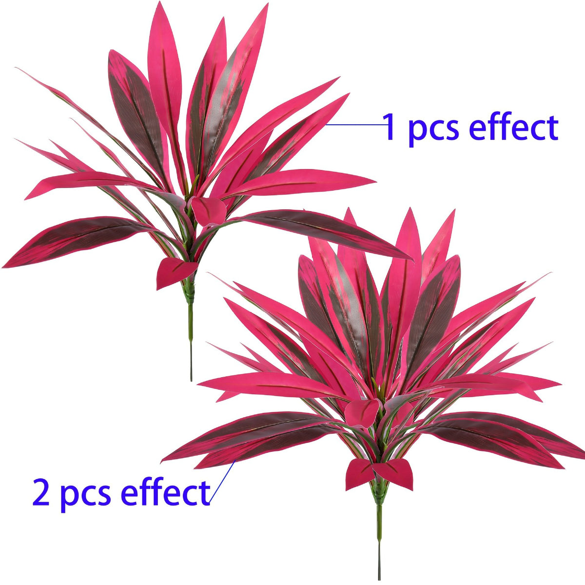 2Pcs Large Artificial Boston Fern & Dragon's Blood Tree Plants | Vibrant Pink Purple Faux Plants for Garden Patio Balcony Decor 🌼