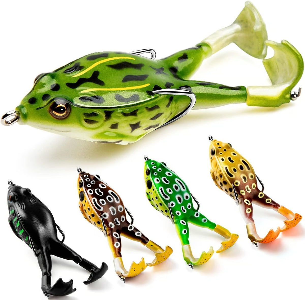 🐸Frog Lure Bass Trout Realistic Prop with Weedless Hooks for Freshwater Saltwater