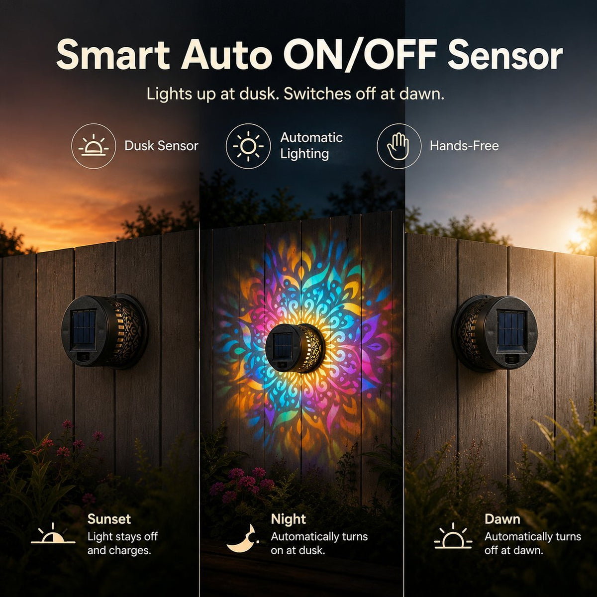✨️🌈Mandala Solar WallLamp - Magical PatioNight Ambience