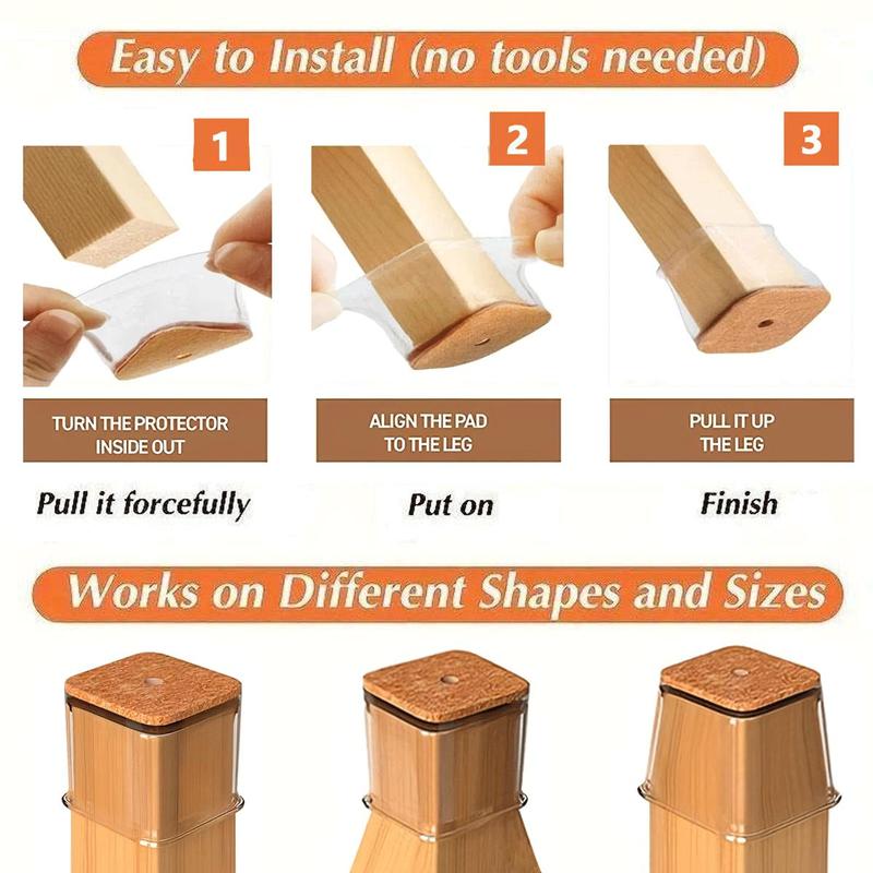 🔥Last Day 49% OFF👍Square Chair Leg Protectors for Hardwood Floor Fits All Shape Chair Mat for Wood and Tile Floors. Chair Leg Universal Cover Elastic Mold