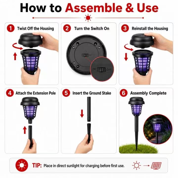 🏠Summer Essentials🦟Solar-Powered UV Mosquito Killer Lamp