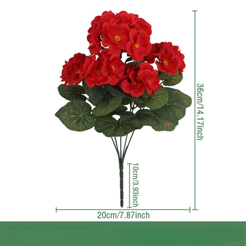 🌸 Lush, UV-Resistant Artificial Geraniums – Real Look, No Maintenance! 🌞🏡