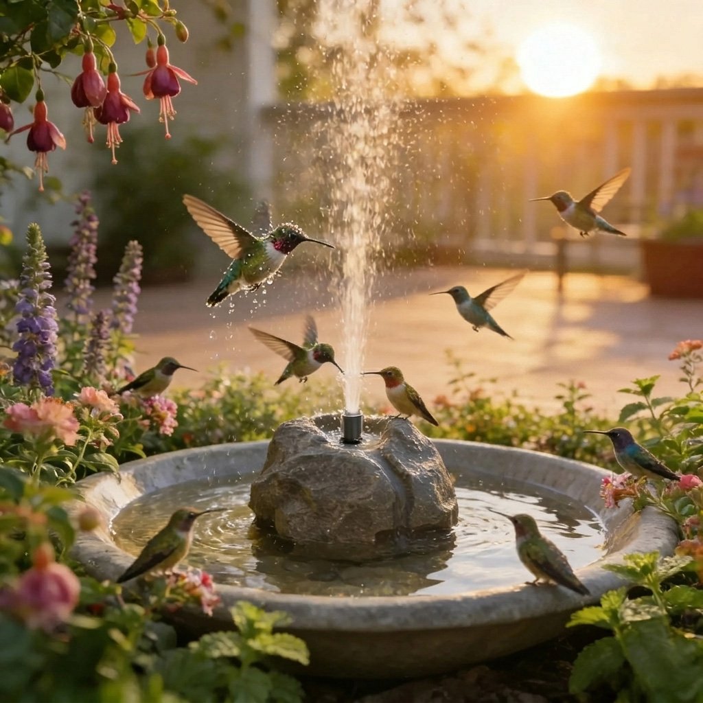 🐦⛲Realistic Granite Rock Bird Bath Fountain - No-Cords Stone Decor