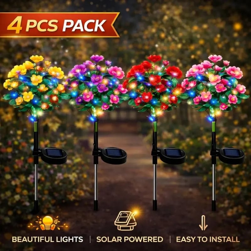 💐Transform Your Outdoors Into a Festive Winter Wonderland with Solar-Powered Flower Lights! 🎄☀️