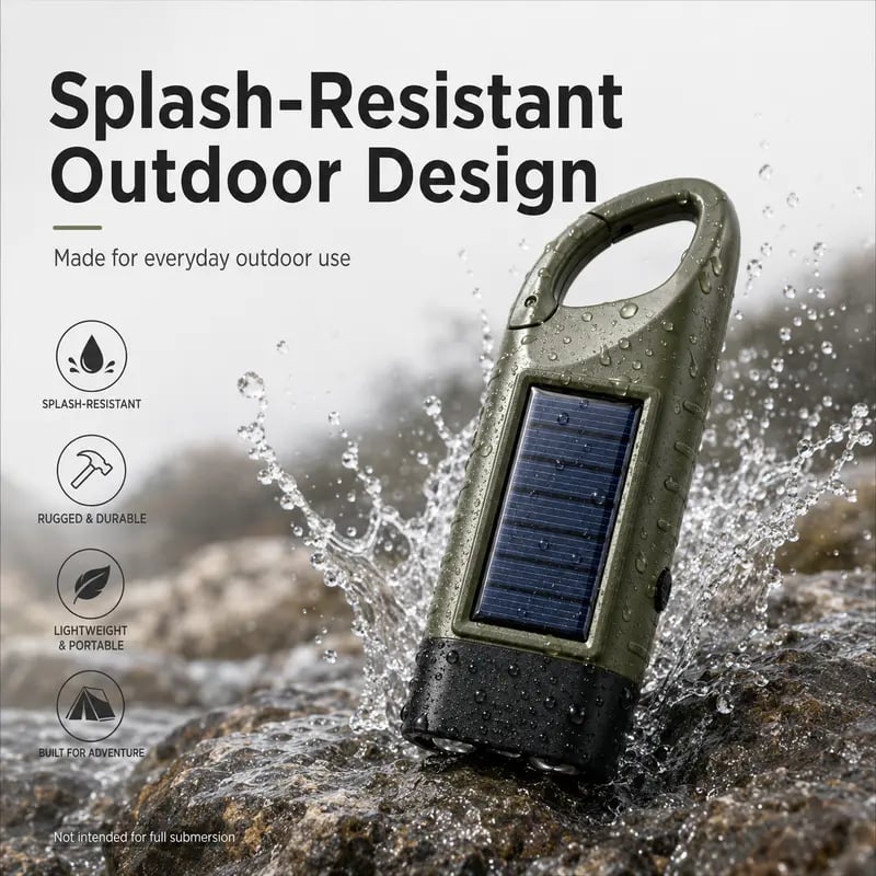 2-Pack Compact ABS Body LED Lights - Solar Outdoor Hand-Crank USB-Type Flashlight with Clip, Rechargeable Survival Tool for Power Outages, Distress Signaling, Solar Outdoor Lights