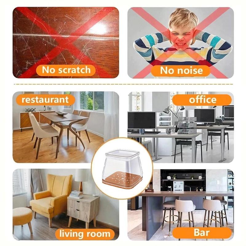 🔥Last Day 49% OFF👍Square Chair Leg Protectors for Hardwood Floor Fits All Shape Chair Mat for Wood and Tile Floors. Chair Leg Universal Cover Elastic Mold