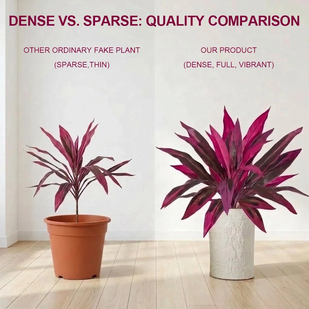 2Pcs Large Artificial Boston Fern & Dragon's Blood Tree Plants | Vibrant Pink Purple Faux Plants for Garden Patio Balcony Decor 🌼