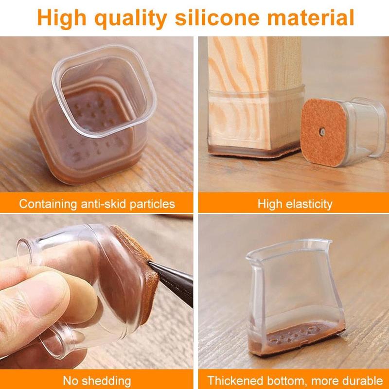🔥Last Day 49% OFF👍Square Chair Leg Protectors for Hardwood Floor Fits All Shape Chair Mat for Wood and Tile Floors. Chair Leg Universal Cover Elastic Mold
